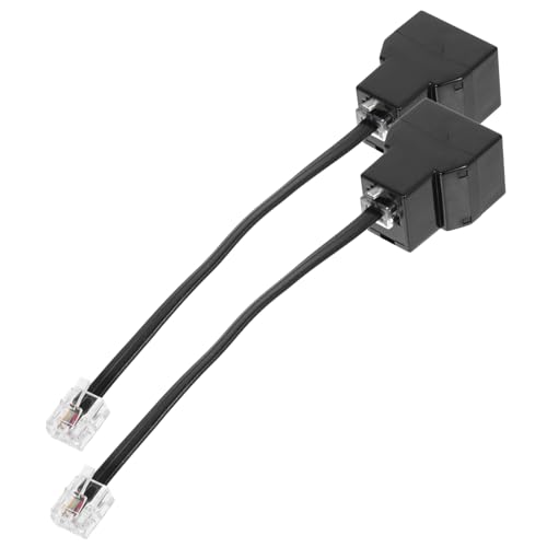 HOMOCONO Detachable Line Adapter 2pcs Rj11 Telephone Splitter 4-core Rj14 Cable 6p4c Phone Line Parts American Phone Jack