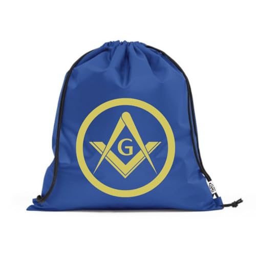 Mochila Maçonaria Azul Escuro e Dourado Compasso e Esquadro Sacochila