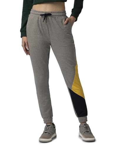 Image of FYLTR Women's Winter Assymetric Colourblock Joggers with Elasticated Waistband & Contrast Drawcord | Trackpants for Women | Winter Joggers for Women