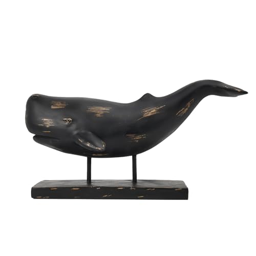Estatua de Ballena Guichifun en Resina Negra 16.5 x 7.2 x 8.6 in