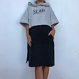 Fabricado en España Slab-Poncho Toalla Grey and Black Talla S/M