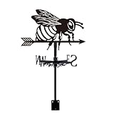 SUPERDANT 1 Satz Schwarz Eisen Bienen Wetterhahn Eisen Windrichtungsanzeiger Dachfahne Wetterfahne Einfache Installation Geschenkbereit Geeignet für Terrasse Häuser und Gartenschuppen