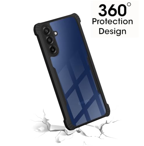Image of Polycarbonate Crystal Clear Back Cover Case for Samsung Galaxy A17 5G | 360 Degree Protection | Shock Proof Design | Transparent Back Cover for Samsung Galaxy A17 5G - Black Bumper