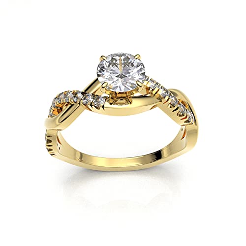 JEWELS FORUM 0.70cts Solitaire Diamond Engagement Ring 14K White Gold 0.55cts Certified Center Diamond Split Shank Setting Infinity Anniversary Wedding Band Ring For Women (Color HI, Clarity I1/I2)3