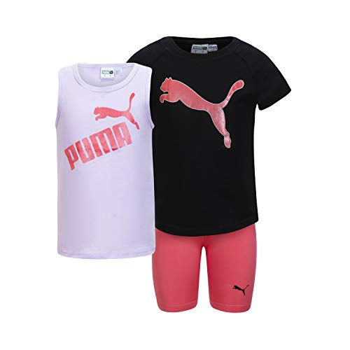 Image of PUMA girls 3 Piece Graphic T-shirt & Spandex Short Set