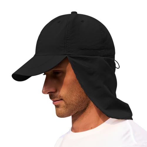 Image of American Trends Mens Sun Hat with Neck Flap, UV Protection Outdoor Flap Hat, Packable Soft Fishing Hiking Gardening Hat