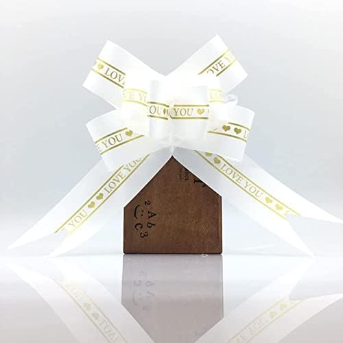 FQTANJU Pull Bow, Large, Organza, 6 Inches, 5 Pieces (White)
