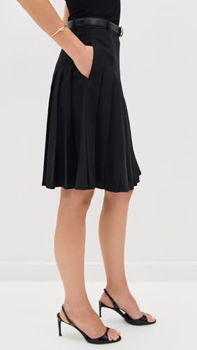 Women's Black Pleated Twill Midi Skirt4