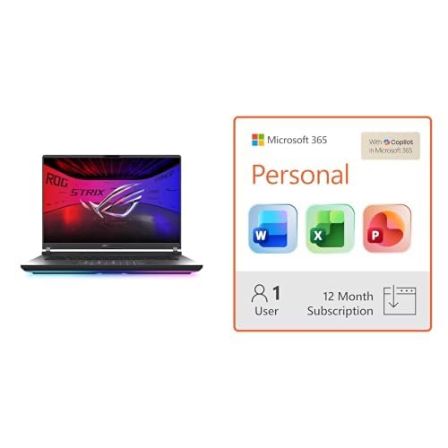 Image of ASUS ROG Strix G16 (2025) Gaming Laptop, 16 inch 2.5K 240Hz, RTX 5070 Ti, Intel Core Ultra 9 275HX, 32GB DDR5, 1TB SSD + Microsoft 365 Personal 12-Month Subscription