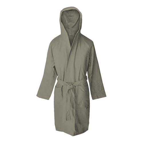 Jenny Sesal Peignoir en microfibre avec capuche et ceinture homme/femme emballage peu encombrant (S, taupe)
