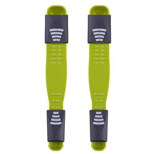 IKAAR Measuring Spoons Set Adjustable Double Sided Measuring Spoons Set of 2 for Dry and Liquid Ingredients Green