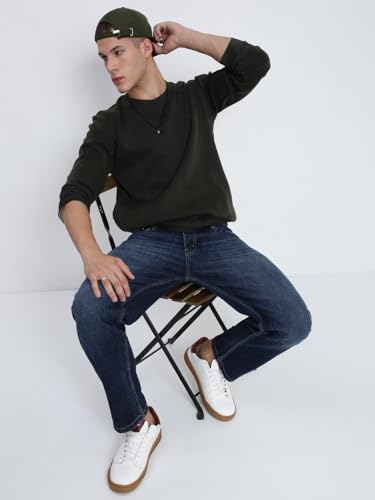 Image of SHOWOFFFF Men Solid Pullover Sweatshirt | Round Neck Full Sleeves Cotton Sweatshirt's for Mens | Slim Fit Regular Length Sweatshirts for Men's