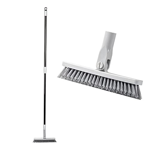 CHOREASY Fugenbürste mit teleskopstiel 1.3 m, Drehbar, Bodenschrubber für die Reinigung von Terrasse Bad Garage Küche Wand Deck Wanne Fliese, Grau Cover
