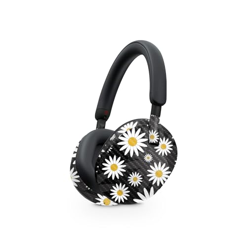 Image of MightySkins Carbon Fiber Skin Compatible with Sony WH-1000XM5 Headphones - Daisies | Protective, Durable Textured Carbon Fiber Finish | Easy to Apply, Remove, and Change Styles