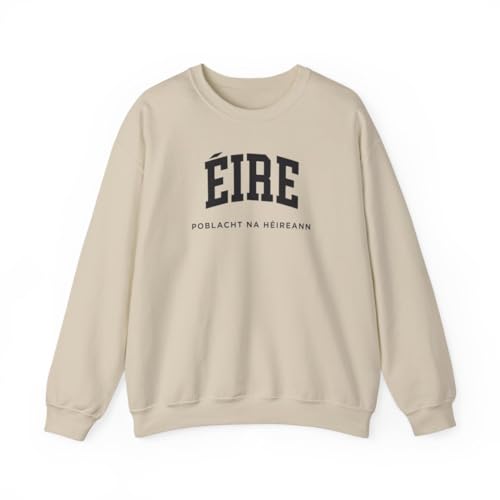 CUSTOMI Eire Ireland Adult Unisex Crewneck Sweatshirt Sand L