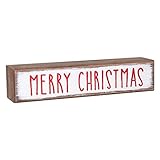 Collins Painting 'Merry Christmas' Rustic Shelf Sitter Block Sign, Red, White, Brown