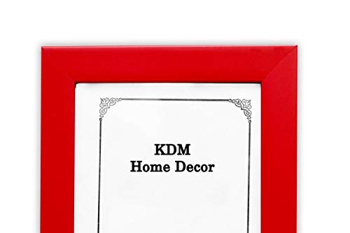 Image of set of 2 8x12 Inch Red Color Glass & Synthetic Wood Hanging /Table Top Modern Photo Frame for Wall Decoration