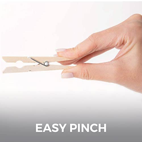 Home Genie Large Wooden Clothespins, 2.9", Natural Birchwood Rust And Moisture Resistant Clothes Pegs, Durable Wood Clothing Pins, Strong Grip, Laundry Clothesline, Bag Clips, Crafts, Photos, 25 Pack #TOP5