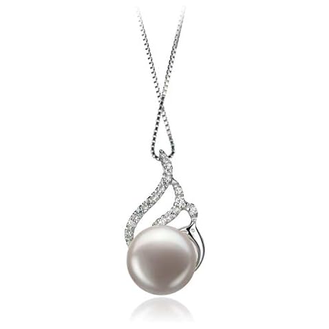 Tracy White 12-13mm AA Quality Freshwater 925 Sterling Silver Cultured Pearl Pendant For Women Cover
