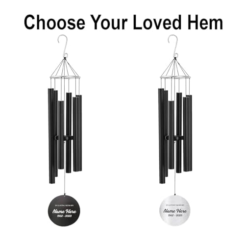 Image of ASTARIN Personalized 30 inch Memorial Wind Chimes for Outside, Bereavement Gift in Remembrance of a Loved One, Sympathy Gift for Loss of Mother Father Husband, Garden Patio Decor
