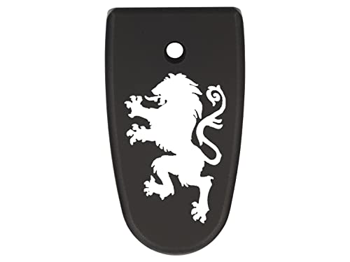 NDZ Performance Magazine Base Plate Finger Extension for Smith & Wesson M&P Shield EZ 9mm, Laser Engraved Aluminum in Black - Hearaldic Lion 1