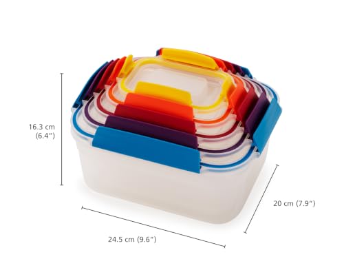 Image of Joseph Joseph Nest Lock Plastic BPA Free Food Storage Container Set with Lockable Airtight Leakproof Lids, 10-Piece, Multi-Color