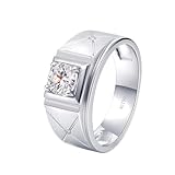 Anillo de eternidad para hombre, anillo de promesa de oro blanco de 14 quilates/18 quilates, anillo de cruz de 4 puntas, O 1/2, Oro blanco de 18 quilates, Diamante sintético