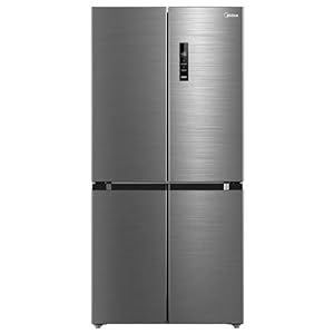 Midea MDRF632FIE46 474L Freestanding Multi-Door Fridge Freezer, Total No Frost, WiFi Smart App Control, PlasmaPure Fresh System, 305L Fridge, 169L Freezer, 83.3W x 65.3D x 177.5H cm, Stainless Steel