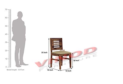 Image of VINOD FURNITURE HOUSE Sheesham Wooden Wood 6 Seater Dining Table Set with 6 Chair for Dining Room Wooden Dining Chairs Set of 6 Living Room Furniture Teak Wood Dining Table 6 Seater Teak Finish