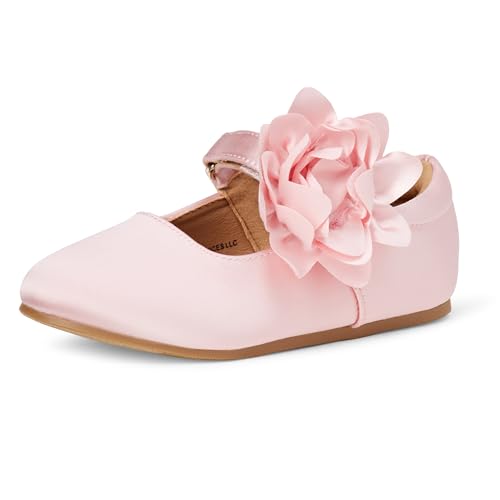Amazon Essentials Toddler Girls' Mary Jane Flats, Pink Satin, 10 Toddler
