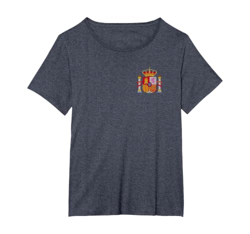 Spain Espana Madrid Mallorca Barcelona Sevilla Coat of arms T-Shirt, Women's Plus, Heather Blue, 5X