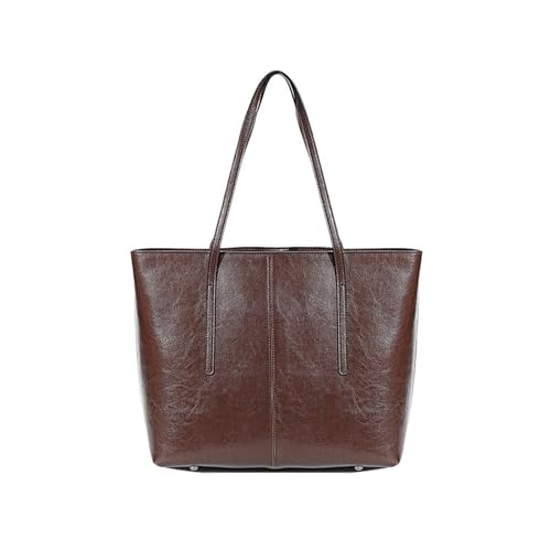 Sac fourre-tout grande capacité pour femmes porté main épaule café