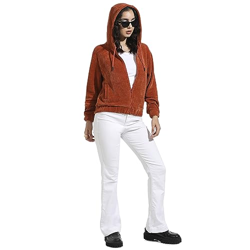 Image of PINACOLADA Women's Grey Zip-Front Horizontal Striped Hoodie for Casual Wear | Hooded Neck | Long Sleeve | Zipper Closure | Cotton Sweatshirt Crafted with Comfort Fit for Everyday Wear