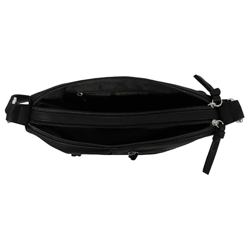 Bueno of California Antique Calf Leather Double Top Zip Shoulder, Black3