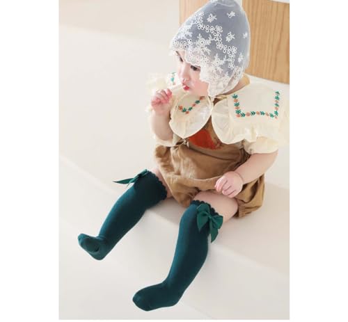 Baby Girl Knee High Socks with Bow Christmas Toddlers Stocking Little Girls Long Sock Ruffled Tube Sock Stocking PWZ013