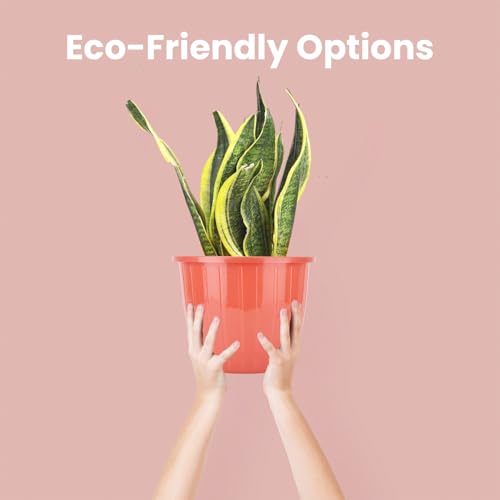 Image of Go Hooked Sunshine Flower Pot /Planters for Home Decor, Plastic Pots for Gardening /Home, Flower Pots Indoor-Outdoor & Planter for Plants (Red) (Pack of 2)