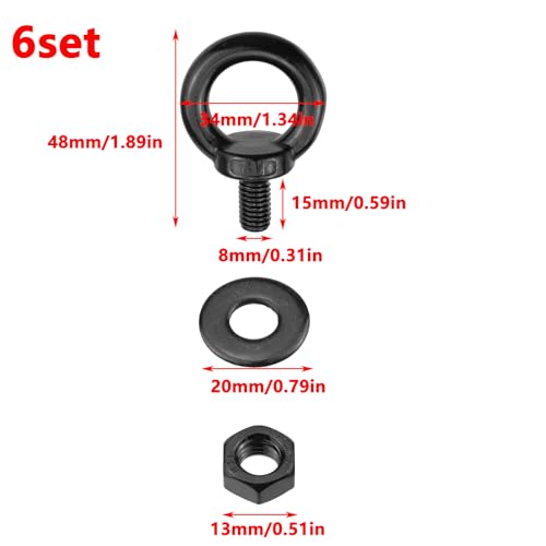Image of Antrader Eye Bolts with Nuts,M8 Stainless Steel Machinery Shoulder Lifting Eye Bolt Lifting Shoulder Eye Bolts Lifting Ring Threaded Eyebolts with Washers and Nuts Set of 6