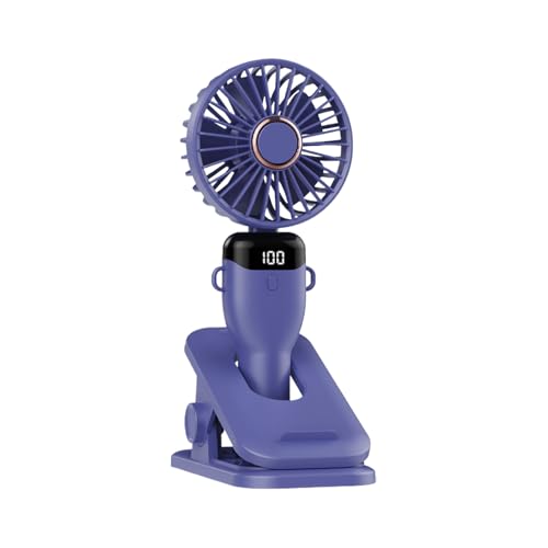 Ventilador portátil, ventilador de mano recargable por USB, pantalla digital ajustable de 5 velocidades, ventilador de escritorio para interiores y exteriores, dormitorio, camping, oficina