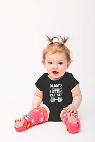 Daddy's Future Lifting Partner - Funny Baby Essentials Bodysuit - Newborn Boy Girl Clothes (6 Months, Black)