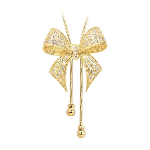 ACEFEEL Big Bow Tie Ribbon Pendant Necklace Fashion Jewelry N152,Bow Can Sit High or Low