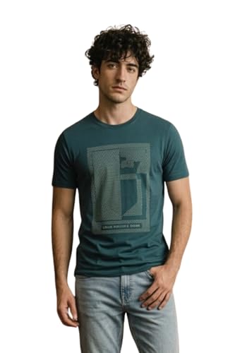 Image of Louis Philippe Men's Slim Fit Signature Graphic Print Premium Breathable Cotton, All Day Comfort Half Sleeve Crew Neck Tshirt