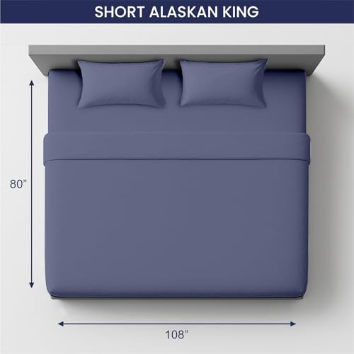 Image of SGI 108 inchx80 inch 4Pc Short Alaskan King Sheet Set 600 TC 15 inch Mediterranean Blue