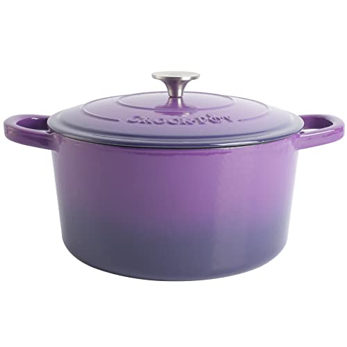 Crock-Pot Artisan 7-Quart Round Enameled Cast Iron Dutch Oven – Lavender Purple, Durable Heavy-Duty Cookware for Slow Cooking, Baking, Roasting with Lid by Crock-Pot - Used condition - US$57.95