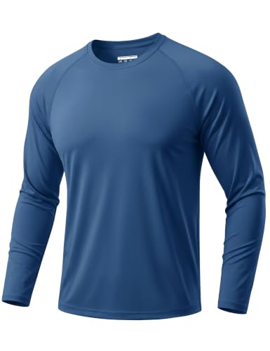 TACVASEN Hauts de Surf Décontractée Homme T Shirt Sport Séchage Rapide Anti UV Shirt Manche Longue Bleu Gris,XL