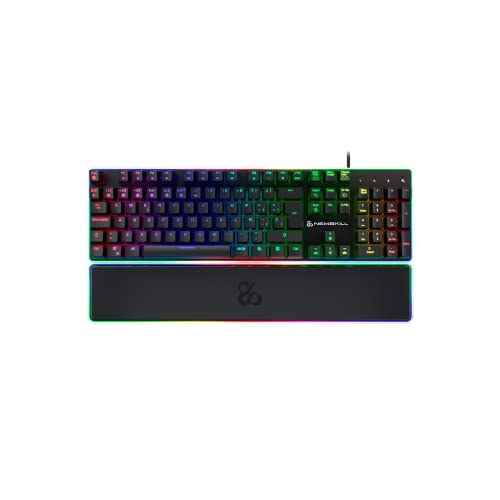 Newskill Gungnyr Pro Teclado Gaming Optomecánico, Antighosting, Teclas Macro programables, RGB, Reposamuñecas, Switches Gateron Red Intercambiables, Layout español, Windows, Mac Os y Android, Negro