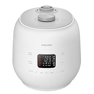 [CUCHEN] CRS-FWK1040WUS | Dual Heating Pressure Rice Cooker 10 Cup (Uncooked) | High/Non-Pressure | Triple Power Packing | Easy Open Handle | Stainless Cover | Auto Steam Clean | White