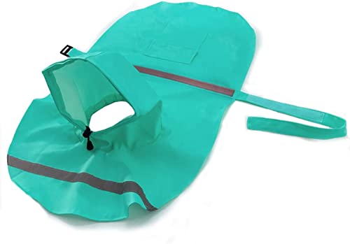 Mikayoo Large Dog Raincoat Adjustable Pet Water Proof Clothes Lightweight Rain Jacket Poncho Hoodies With Strip Reflective(Lake Blue,L) #TOP4