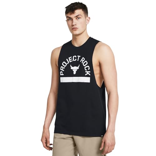 Image of Under Armour Men's Project Rock Payoff Graphic Sleeveless T Shirt, (001) Black / / White, XL