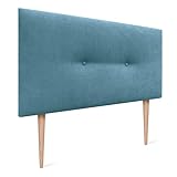 DHOME Cabecero de Polipiel o Tela Acualine Liso con Botones y Patas Tapizado de Alta Gama Cabezal Lujo Cama Dormitorio Moderno Acolchado (Tela Turquesa, 110x105cm (Camas 80/90/105))