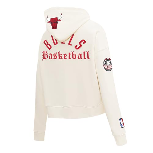 Pro Standard Womens NBA Chicago Bulls Modern Originals Cropped Pullover Hoodie Eggshell M by Pro Standard - Image 3